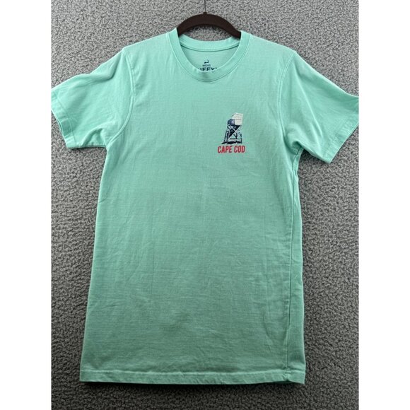 Cuffys Cape Cod Mens T-Shirt 100% Cotton Mint Green With Lifeguard Design - Picture 1 of 5
